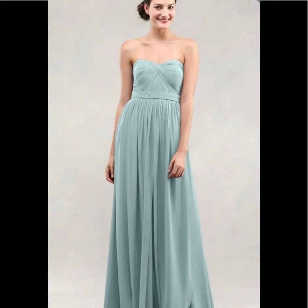 Jenny Yoo blue strapless tulle maxi gown dress size 4